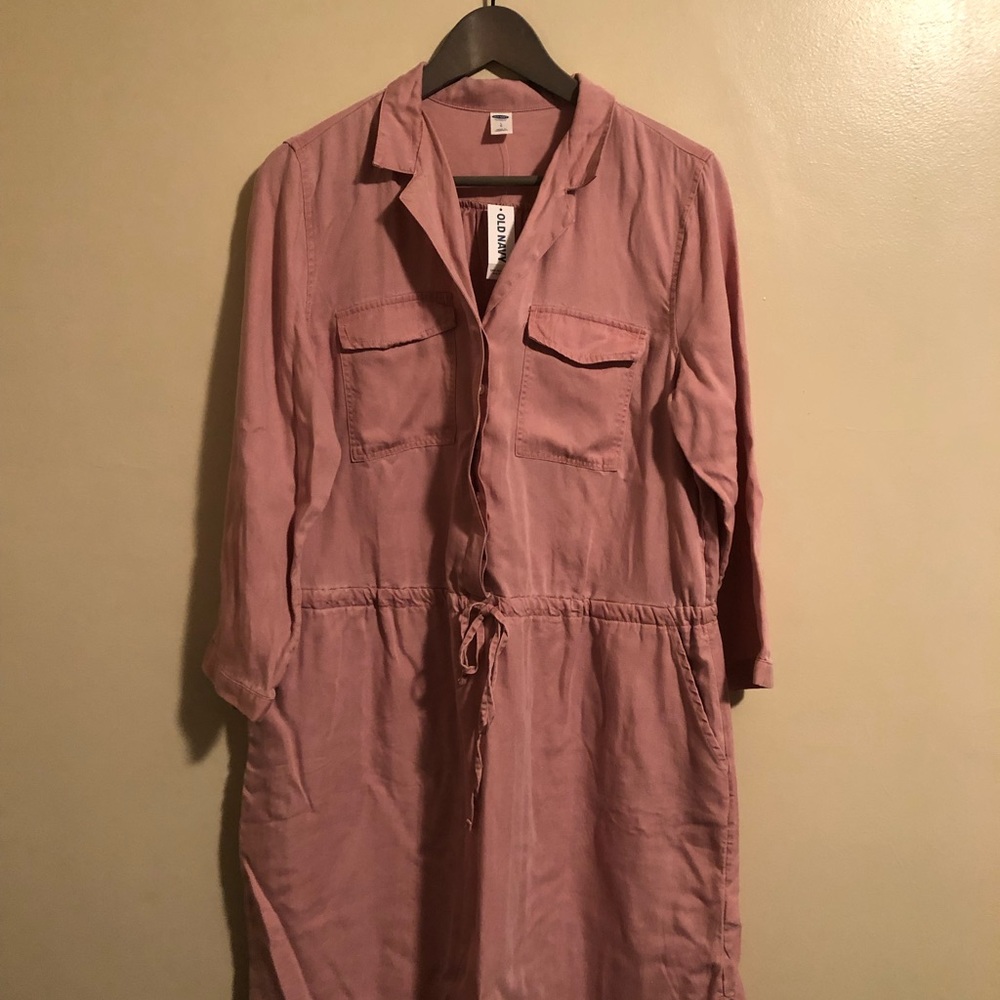 Blush Pink Utility Dress with draw string waist